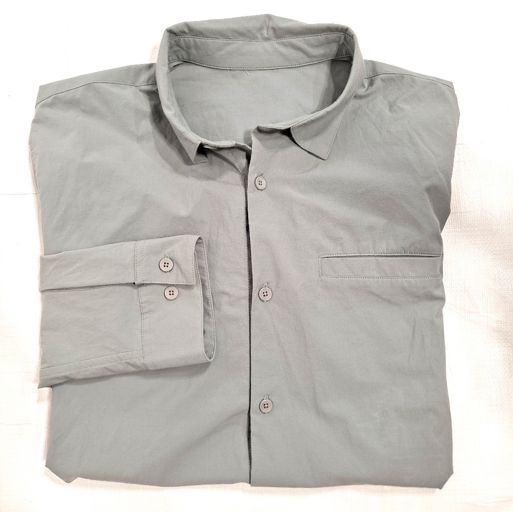 Lululemon Grey Commission Long Sleeve Button Down Shirt